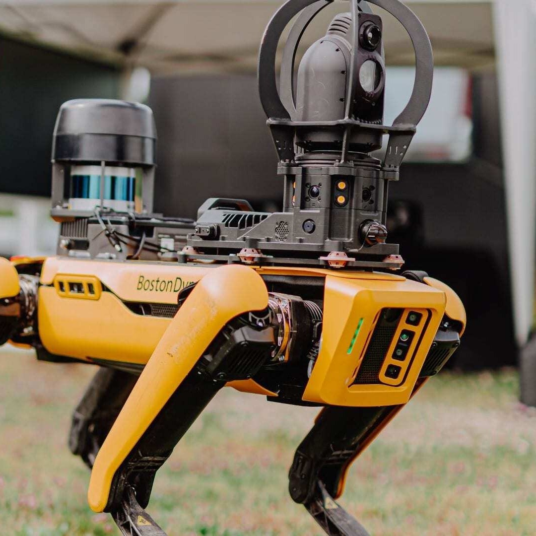 Spot operating outside at a National Robotarium event